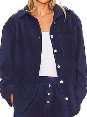 Beyond Yoga x Donni polar fleece shirt jacket in navy